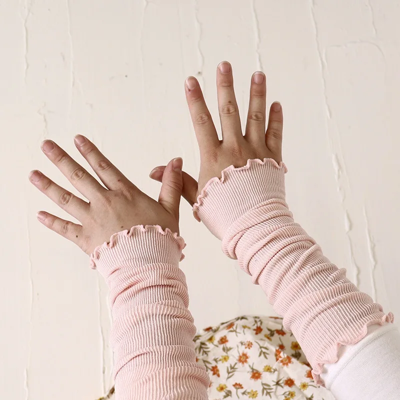 シルクアームカバー45cm panfree ピンク ／ まちづくり観光振興機構 アームカバー レディース メンズ 冷え防止 国産 奈良県 田原本町