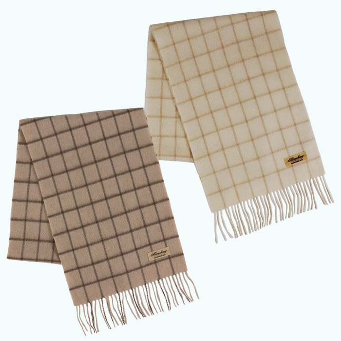 無染色 カシミヤ マフラー チェック柄 66403 男女兼用 モカベージュ ／ まちづくり観光振興機構 防寒 レディース メンズ 通勤 通学 プレゼント ギフト 奈良県 田原本町