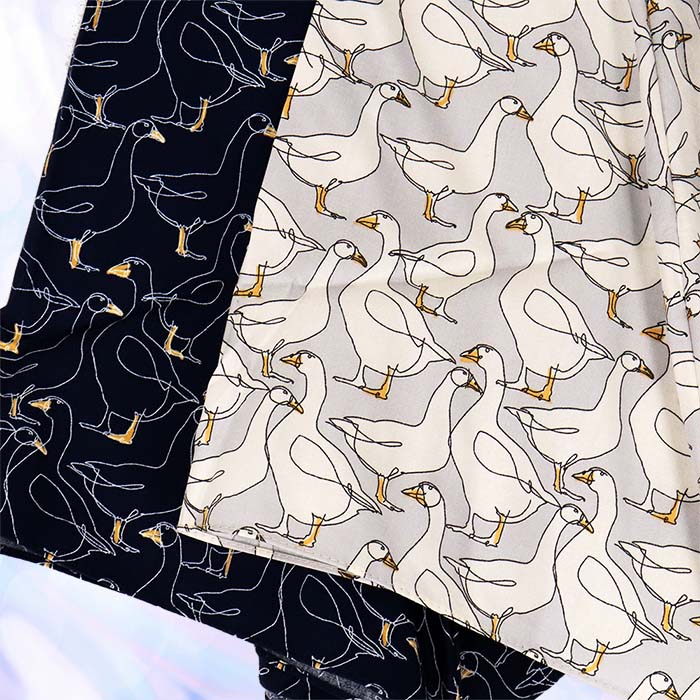 レディース 晴雨兼用傘 ミニ傘 591501 綿 プリント アヒル柄 日本製  ネイビー ／ まちづくり観光振興機構 折りたたみ 日傘 UV防止加工 紫外線対策 奈良県 田原本町