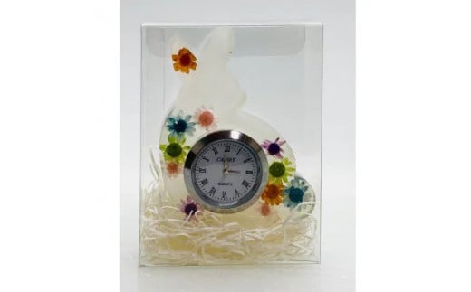 花うさぎ 時計 ／ fleur misaki お祝い インテリア 雑貨 プレゼント ギフト 置き時計 奈良県 田原本町
