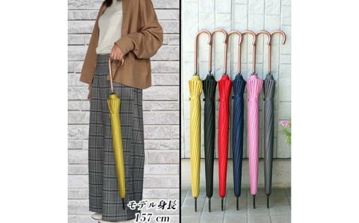 レディース雨傘 長傘 富士絹無地 16本骨 手開き 日本製 マスタード 176401 ／ まちづくり観光振興機構 モダン 高級感 奈良県 田原本町