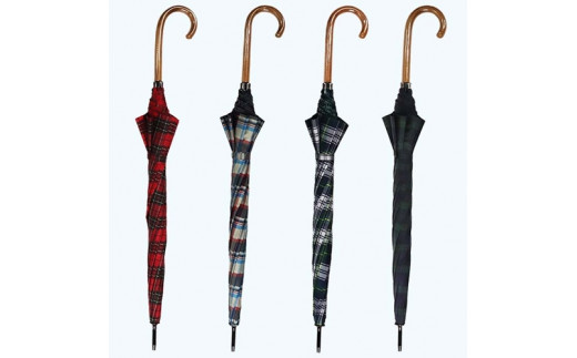 レディース雨傘 長傘 先染チェック ジャンプ傘 日本製 グリーンXホワイト 172201_1 ／ まちづくり観光振興機構 モダン 高級感 奈良県 田原本町