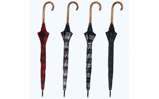 レディース雨傘 長傘 先染チェック ジャンプ傘 日本製 ネイビーXグリーン 172201_3 ／ まちづくり観光振興機構 モダン 高級感 奈良県 田原本町