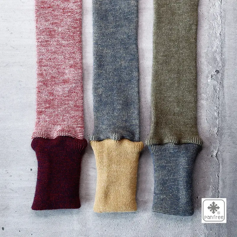 アームウォーマー ニュアンスカラー切り返しパターン カーキ＆ネイビー ／ まちづくり観光振興機構 アームカバー レディース メンズ 冷え防止 国産 奈良県 田原本町