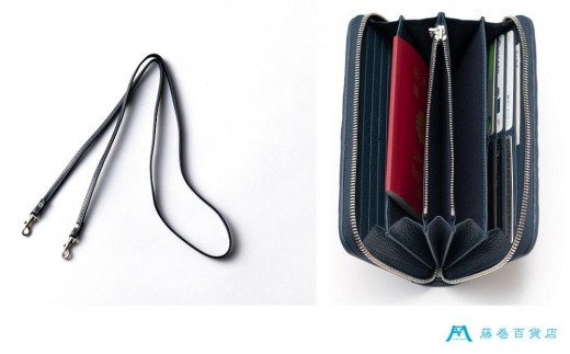 織田畳店 藤巻百貨店別注 雛（Hiina） 本い草 ウォレットバッグ 市松 （い草×深藍） ／ 織田畳店 天然芯染めい草 本革 たたみ小物 奈良県 田原本町