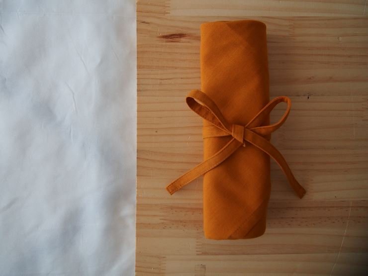 あづま袋 （エコバッグ） カラー キツネ Lサイズ 1セット ／ Maco 風呂敷 風呂敷バック 綿ポリ 奈良県 田原本町