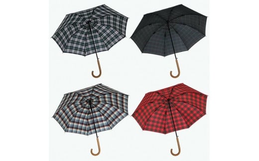 レディース雨傘 長傘 先染チェック ジャンプ傘 日本製 レッド系 172201_2 ／ まちづくり観光振興機構 モダン 高級感 奈良県 田原本町