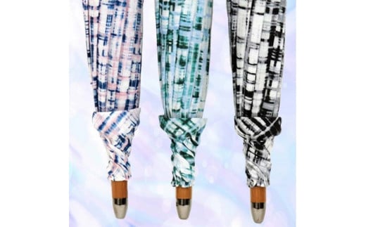 レディース晴雨兼用傘長傘531701麻プリント手書き風チェック柄手開き12本骨日本製BG ／ まちづくり観光振興機構 モダン 高級感 奈良県 田原本町