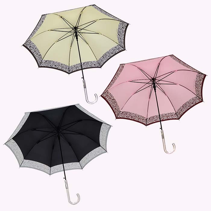 晴雨兼用傘 レディース 長傘 アニマルハート ワンタッチジャンプ 165201 ブラック ／ まちづくり観光振興機構 UV防止加工 紫外線対策 全天候型 奈良県 田原本町