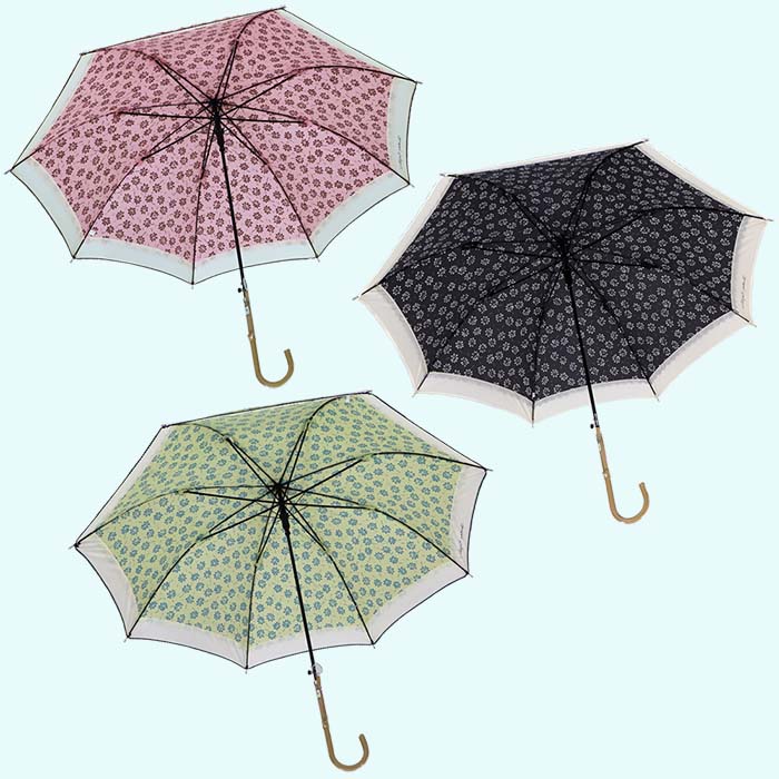 晴雨兼用傘 レディース 長傘 大きめ 小花プリント ワンタッチジャンプ 165203 ピンク ／ まちづくり観光振興機構 UV防止加工 紫外線対策 全天候型 奈良県 田原本町