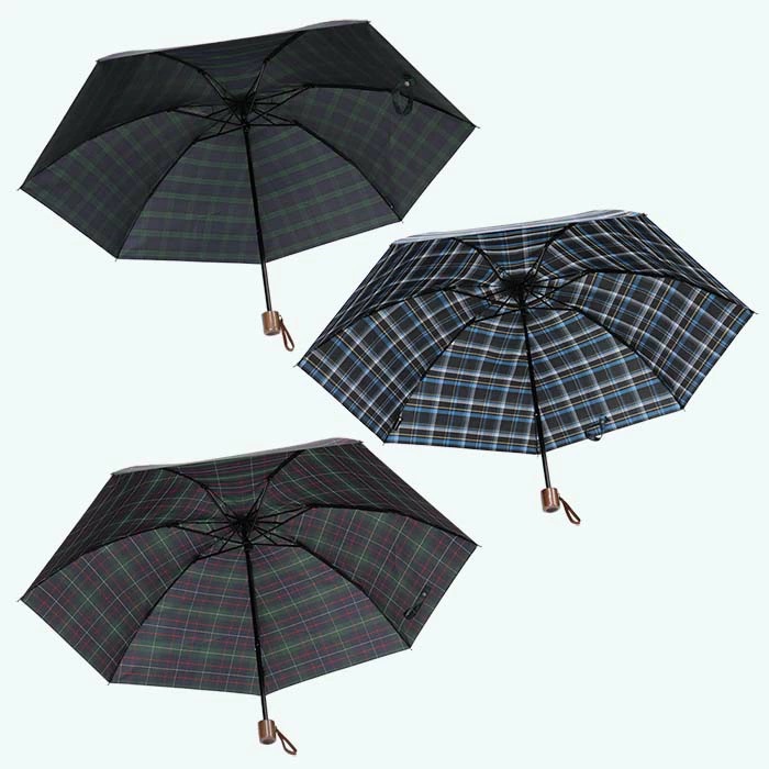 メンズ 雨傘 ミニ傘 392201 先染め チェック柄  日本製 ネイビーXグリーンB ／ まちづくり観光振興機構 折りたたみ UV防止加工 紫外線対策 全天候型 奈良県 田原本町