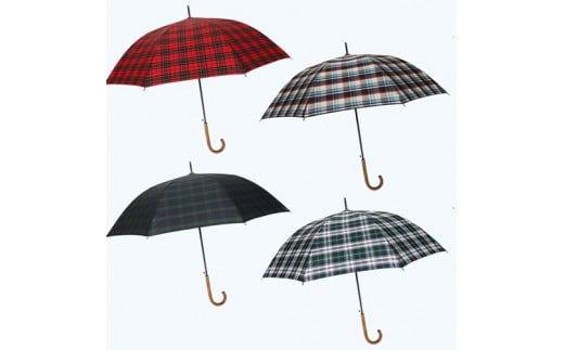 レディース雨傘 長傘 先染チェック ジャンプ傘 日本製 ネイビーXグリーン 172201_3 ／ まちづくり観光振興機構 モダン 高級感 奈良県 田原本町
