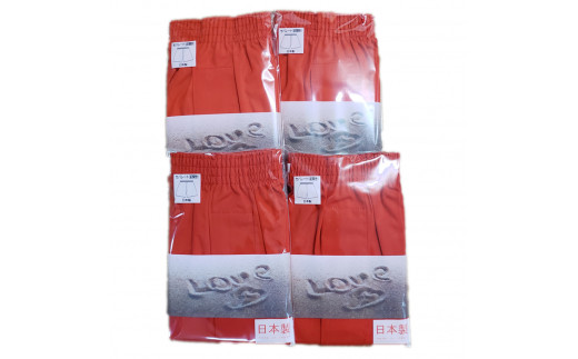 トランクス 赤 Ｍサイズ ４枚 ／ 稲田布帛工業所 赤色 赤い 日本製 メンズ 紳士 パンツ 下着 還暦祝い 綿100% 前開き 赤パンツ 奈良県 田原本町