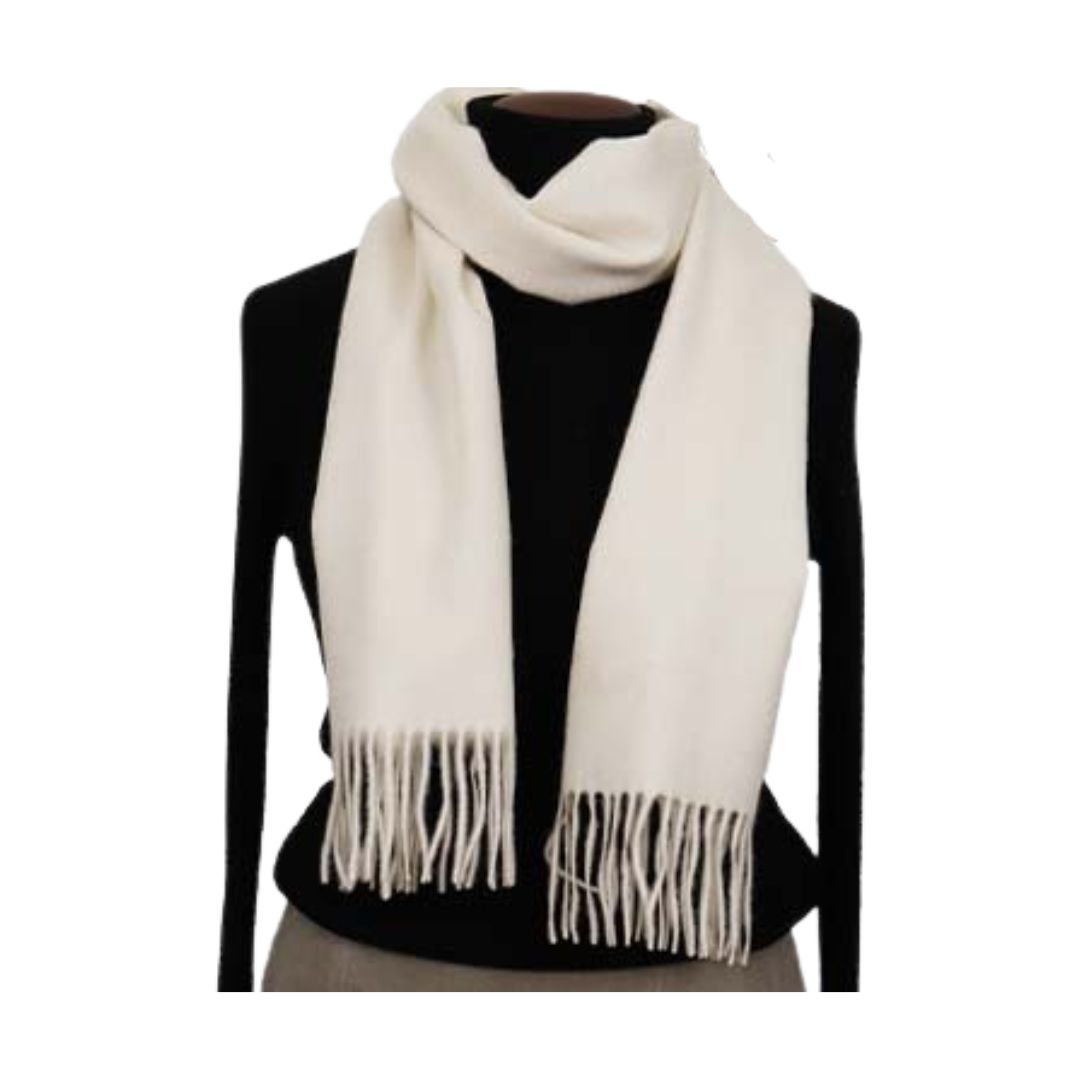 無染色 カシミヤ マフラー 無地 66401 男女兼用 オフホワイト ／ まちづくり観光振興機構 防寒 レディース メンズ 通勤 通学 プレゼント ギフト 奈良県 田原本町