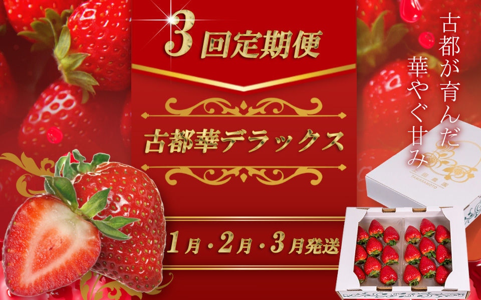 （冷蔵）【定期便全3回】（1月・2月・3月）イチゴ 奈良県産高級ブランド品種「古都華」デラックス（270g×2パック） ／ 上田農園 苺 いちご 果物 フルーツ 甘い 奈良県 田原本町