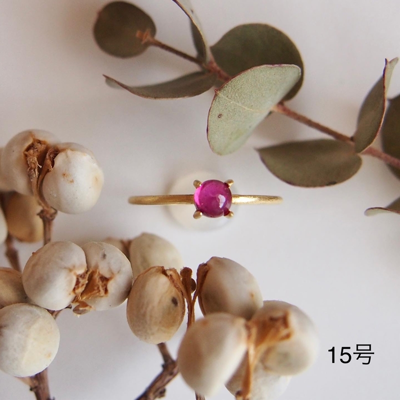 15号 ルビー リング(Silver925 18KGP仕上げ) 指輪 ／ Maco アクセサリー シルバー ヘアライン加工 プレゼント 奈良県 田原本町