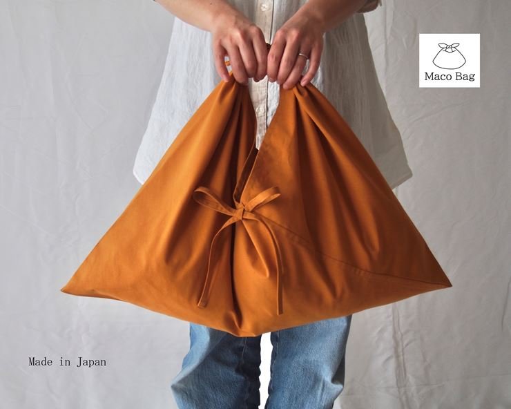 あづま袋 （エコバッグ） カラー キツネ Lサイズ 1セット ／ Maco 風呂敷 風呂敷バック 綿ポリ 奈良県 田原本町