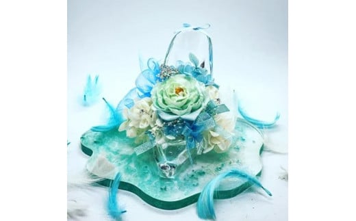 プリザーブドフラワー fleur misakiのガラスの靴シリーズ 「プリンセスのガラスの靴」 ／ お祝い インテリア 雑貨 花 アレンジ プレゼント ギフト 奈良県 田原本町