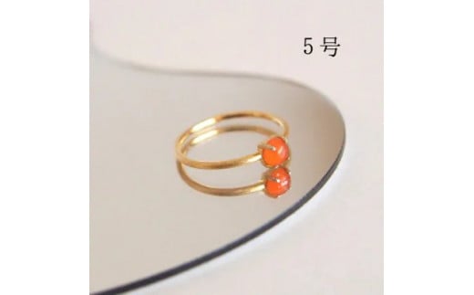 5号 天然石 カーネリアン リング (Silver925 18KGP仕上げ) 指輪 ／ Maco アクセサリー シルバー ヘアライン加工 プレゼント 奈良県 田原本町