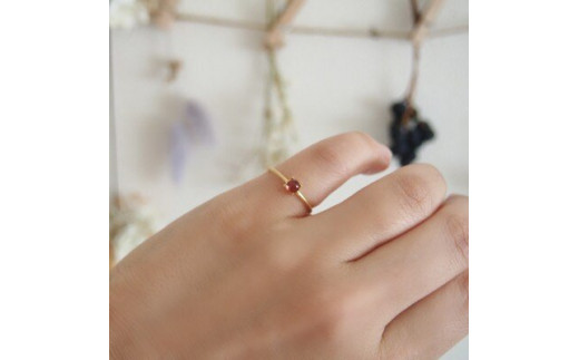 9号 天然石 ガーネット リング (Silver925 18KGP仕上げ) ／ Maco アクセサリー シルバー ヘアライン加工 プレゼント 奈良県 田原本町