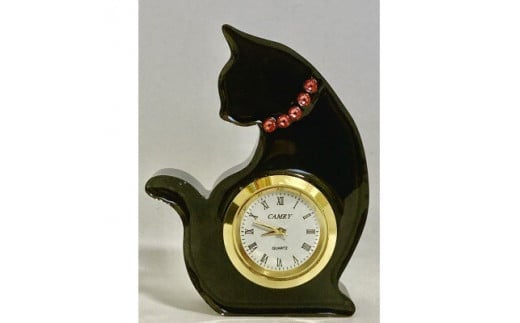 黒猫ちゃん 時計 ／ fleur misaki お祝い インテリア 雑貨 プレゼント ギフト 置き時計 奈良県 田原本町