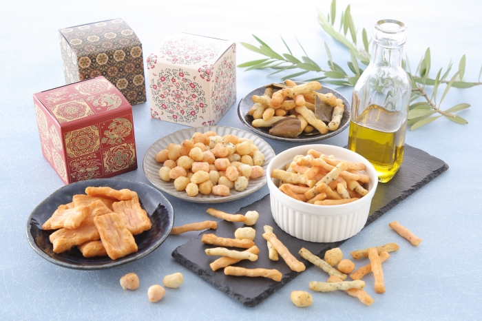 大和し美しオリーブなあられ 4箱詰合せ ／ 奈良祥樂 あっさり塩 えび風味 昆布入り こつぶ丸 国産米使用 お菓子 和菓子 米菓 贈答用 ギフト お取り寄せ 奈良県 田原本町