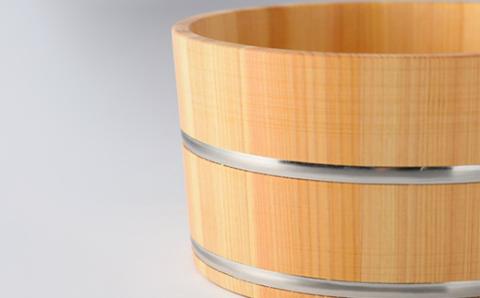 【本格】ひのき風呂椅子・桶セット(ワイド24cmステンレスタガ)