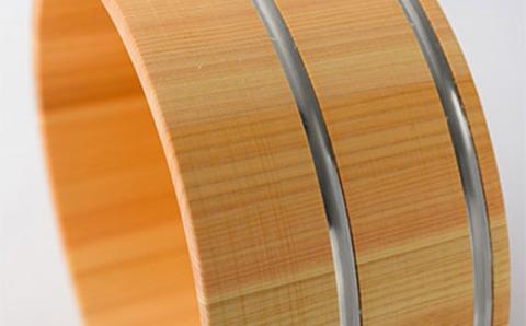 ひのきの風呂桶ステンレスタガ