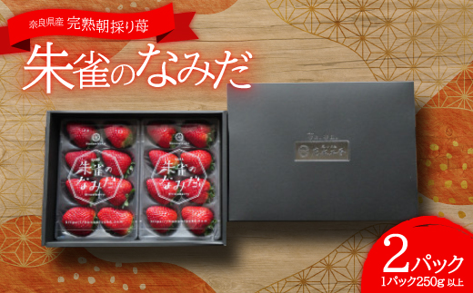 点心カフェ花水土香 が紡ぐ「朱雀のなみだ」奈良県産 完熟朝採り苺 (250g 以上×2pc)【配送不可地域：離島】