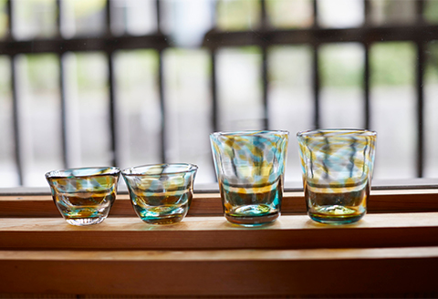 あすか三彩・おちょこ２個セット