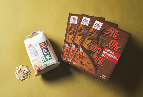 飛鳥カレー大和牛・古代三色米ごはん３人前セット