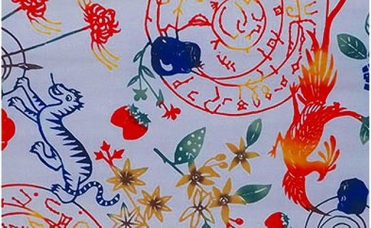 注染め　てぬぐい 「飛鳥づくし」