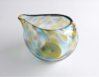 宙吹き硝子器・あすか三彩・片口