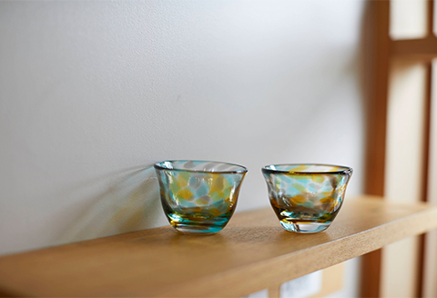 あすか三彩・おちょこ２個セット