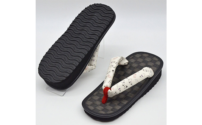 信貴×雪丸 ゆきまる雪駄 屋内屋外兼用 BW（前坪：赤）7寸5分（22.0～23.0対応）