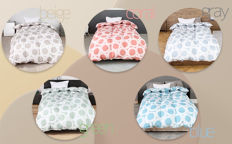 【５色展開】洗える羽毛合い掛け布団シングルダウン90％350dp北欧デザイン羽毛1.2kg洗濯可羽毛布団 ブルー