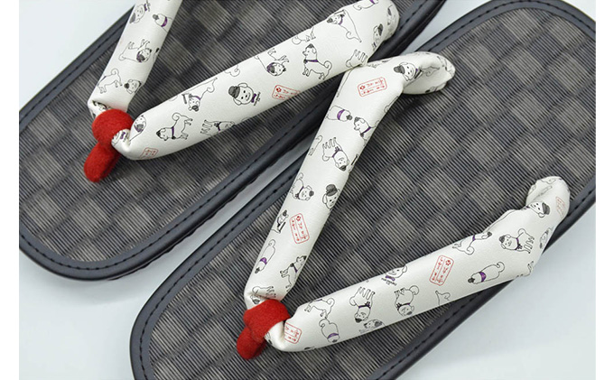 信貴×雪丸 ゆきまる雪駄 屋内屋外兼用 BW（前坪：赤）7寸5分（22.0～23.0対応）