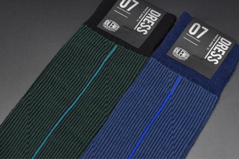 OLENO DRESS SOCKS 「NOBLE ソックス」 2足セット 24～26cm  オリジナルバック付（ストライプ/ネイビー ストライプ/グリーン）