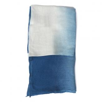 026ai amu 天然藍染スカーフ/ぼかし///和紙　シャリ感