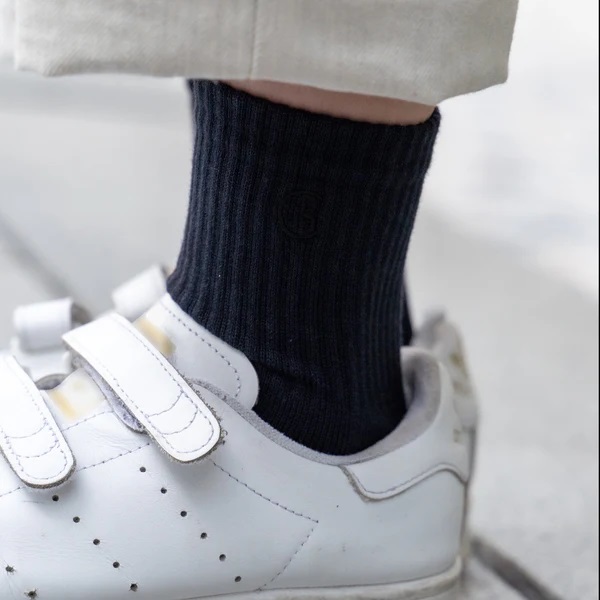 BeComme『つながる靴下』オリジナルロゴソックス(ブラックネイビー・L:27-29cm・3足セット) /// 靴下 くつした くつ下 ソックス 足元 キッズ 通年 おしゃれ かわいい 人気 日本製 奈良県 広陵町