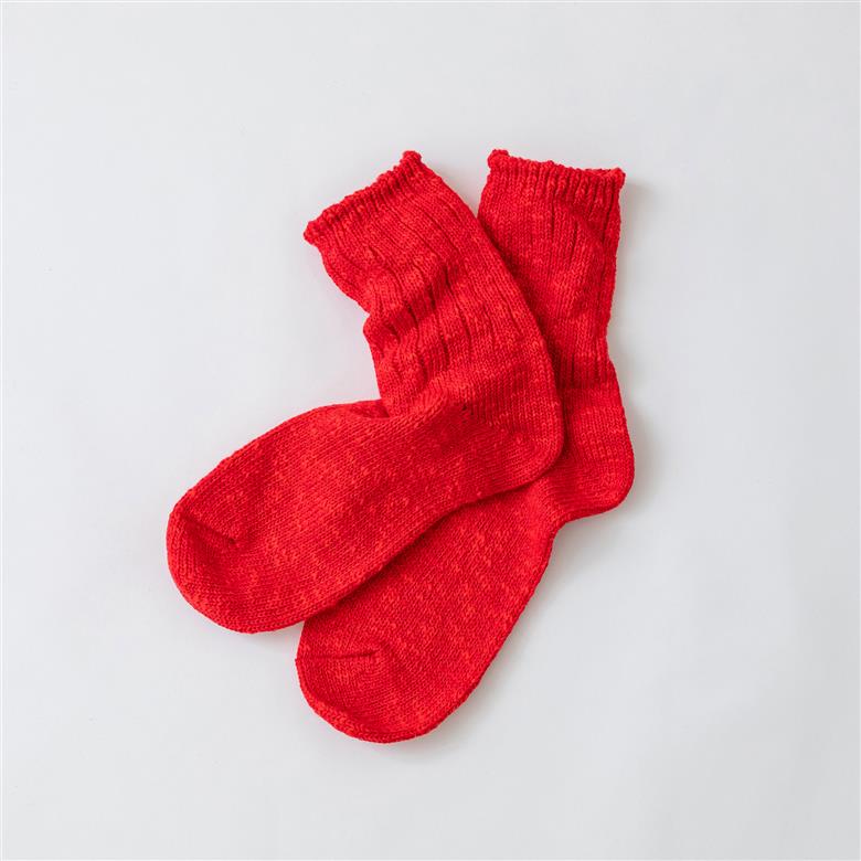 043SLUBMIXリブクルー2Pセット（Mサイズ）-レッド/グレーミックス///靴下 くつした ソックス くつ下 足元 レディース 婦人 メンズ 紳士 おしゃれ シンプル カジュアル 肌触り ふっくら 日本製 奈良県 広陵町