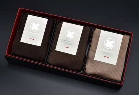 極みのリブドレスソックス『Noutomi』茶系３足セット（化粧箱入り）