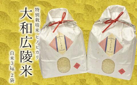 【令和7年度産】《新米》特別栽培米　奈良県広陵町産ヒノヒカリ　白米3kg×2