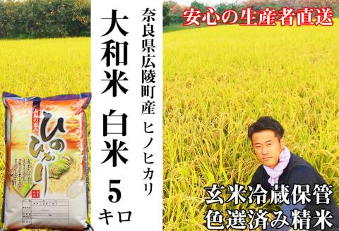 [令和6年度産]大和米 奈良県広陵町産ヒノヒカリ 白米5kg///ひのひかり