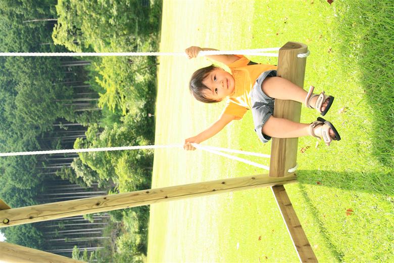 木製 ブランコ 1人用 防腐処理済 国産材 環境配慮 外遊び 屋外 アスレチック 遊具 公園 【色：カーキ】