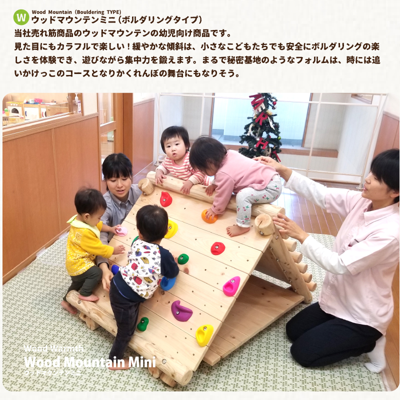 木製 ウッドマウンテンミニ（ボルダリングタイプ）無塗装 防腐加工済 国産材 環境配慮 外遊び 屋外 アスレチック 遊具 公園