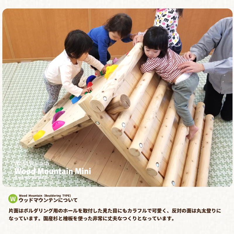 木製 ウッドマウンテンミニ（ボルダリングタイプ）無塗装 防腐加工済 国産材 環境配慮 外遊び 屋外 アスレチック 遊具 公園