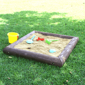 木製 砂場枠【小】100cm×100cm 防腐処理済 国産材 環境配慮 外遊び 屋外 アスレチック 遊具 公園 【色：無塗装、カーキ、ブラウンから選択】