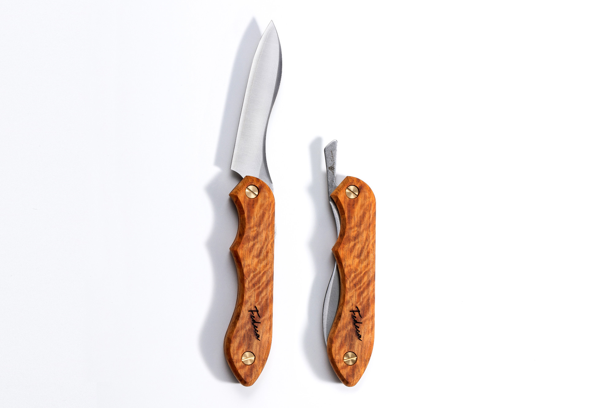 折畳式料理ナイフ（杉杢）、桧一枚板カッティングボード　ー下北山村キャンプギアセットー　杉杢ナイフ