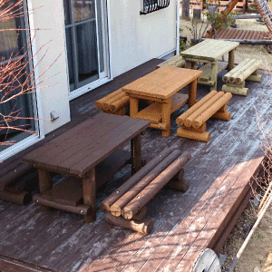 木製 ガーデンテーブルセット 防腐加工済 国産材 環境配慮 外遊び 屋外 アスレチック 遊具 公園 庭